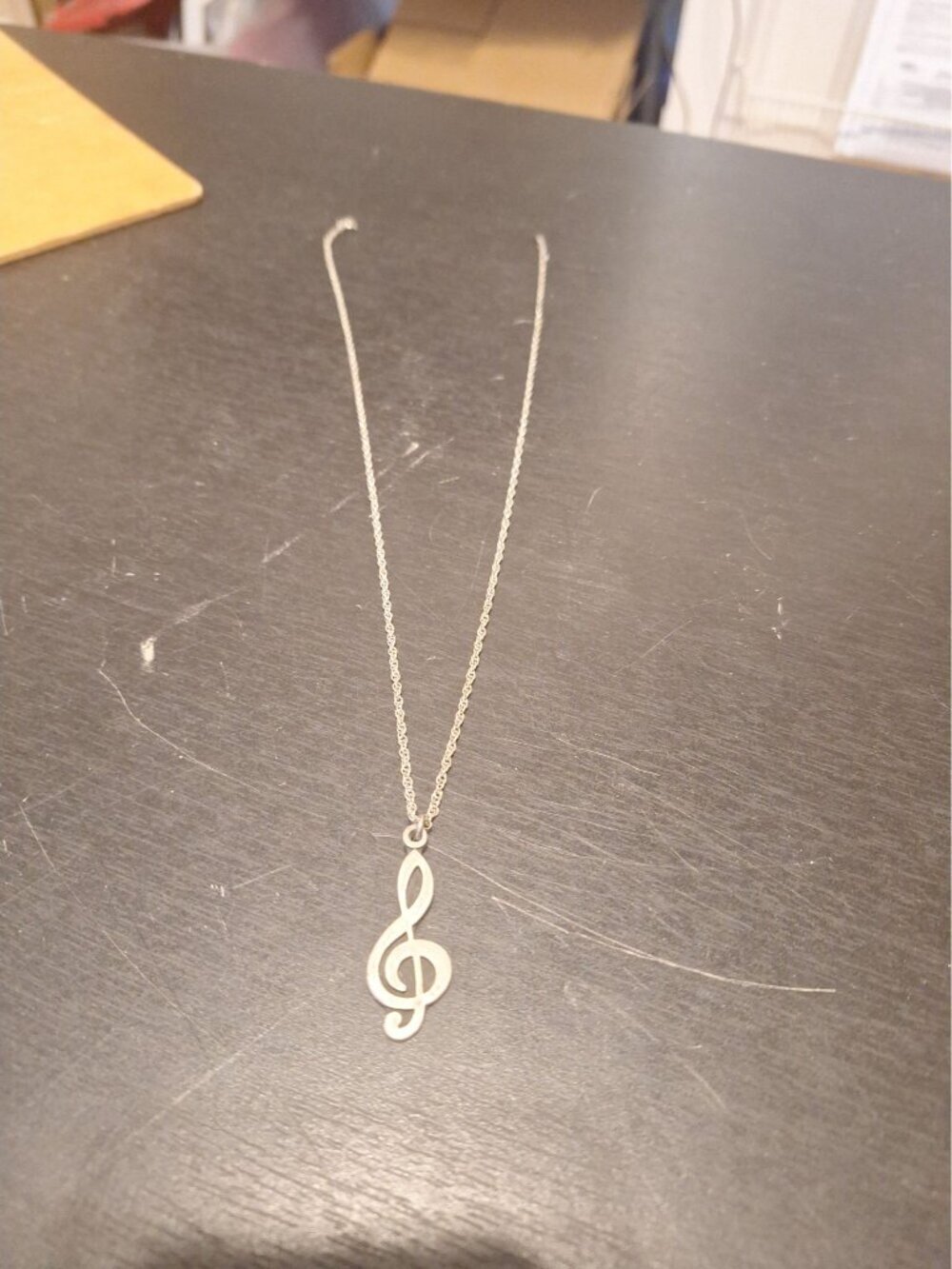 Musical Note Necklace 20" Chain – Sweden Pewter Pendant – Vintage Style